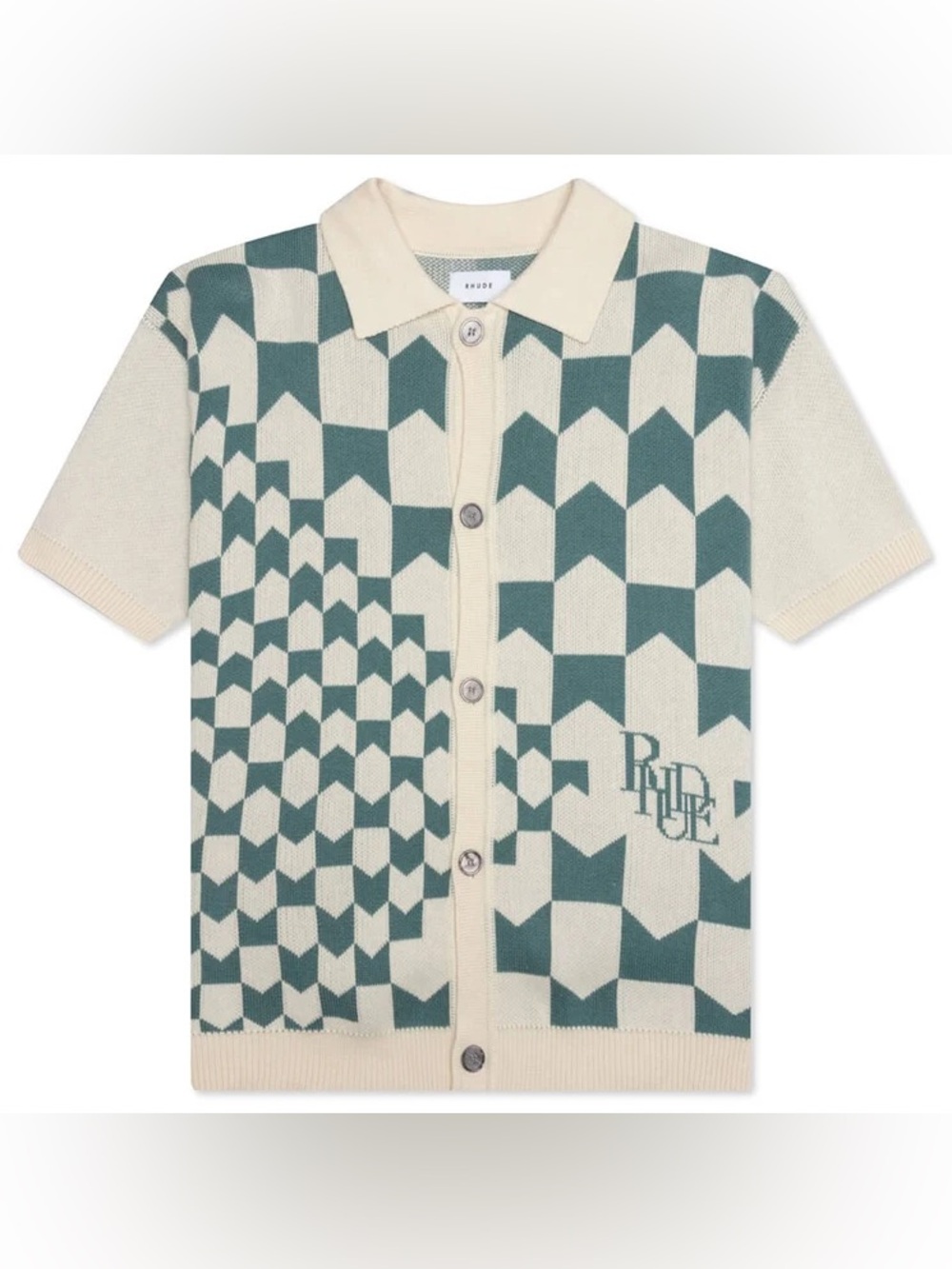 Men’s Rhude Cashmere Racing Polo Light Blue/Ivory Size Small BNWT